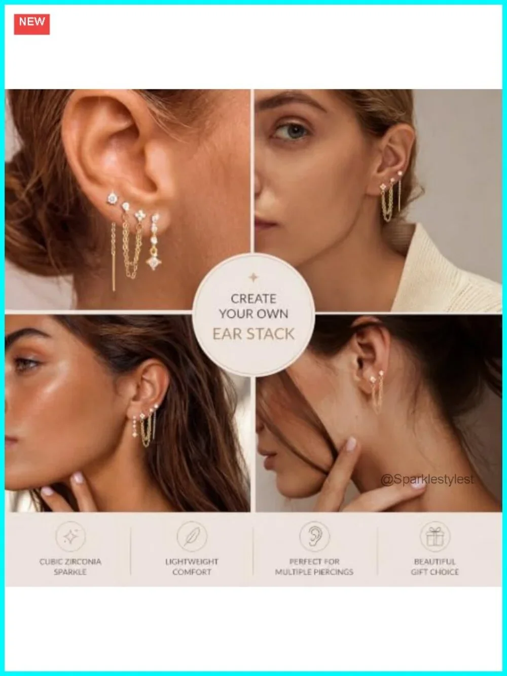 14K Gold Plated Dangle Earrings Set for Women Dainty Lightweight Drop